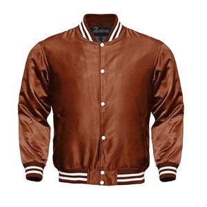 Personalizado en blanco logotipo personalizado béisbol cuello de béisbol bombardero cremallera completa acanalado dobladillo satén Shell Varsity chaqueta - Product Image 2