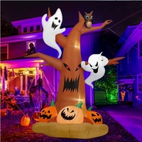 Décoration de fête d'Halloween en forme de citrouille et de fantôme gonflable, modèle d'air lumineux LED pour cour américaine, arbre fantôme