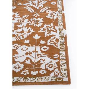 พรมขนสัตว์และใยวิสโคสทอมือลายดอกไม้สไตล์โบโฮสีเบจและน้ำตาล ยี่ห้ออิมาร่า สำหรับตกแต่งบ้าน ห้องนั่งเล่น ห้องโถง หรือห้องนอน-Tra-13024 - Product Image 4