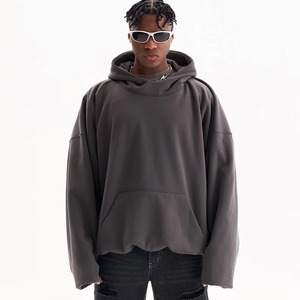 Mode col haut lourd sweat à capuche surdimensionné unisexe Logo personnalisé hommes Streetwear hiver impression numérique 100% coton - Product Image 6