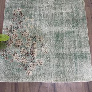 Tapis vintage 3,4x6,4 pieds, tapis d'inspiration turque, tapis persan vert - Product Image 2