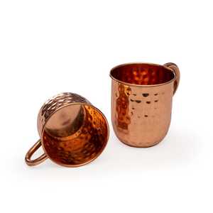 Mug en cuivre de style standard avec design martelé, mugs en cuivre certifiés réutilisables avec logo, fabriqués en Inde, tasses à café - Product Image 6