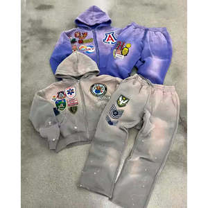 Vente chaude unisexe respirant Streetwear lavage à l'acide survêtement col à capuche automne motif personnalisé plusieurs poches personnalisé - Product Image 3