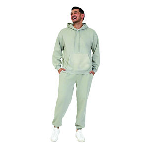 Venta al por mayor logotipo personalizado en blanco pulóver chándal ropa deportiva de gran tamaño lavado con ácido de dos piezas Jogger Set hombres chándales - Product Image 1