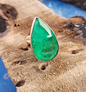 Bague en cristal d'émeraude en argent sterling 925 bijoux pour femmes magnifiquement conçus pour mariage ou cadeau - Product Image 4