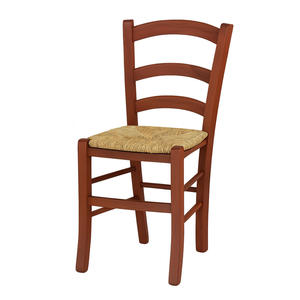 Sedia tradizionale in legno robusto in noce scuro con sedile in paglia dimensioni 43x42x86 cm per uso domestico - Product Image 1