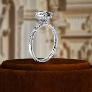 แหวนแต่งงานทองคำขาว 14K, แหวนแต่งงาน, แหวนหมั้นเพชรเลี้ยงในห้องปฏิบัติการ, แหวนเพชรทรง Asscher 1 กะรัต, เพชรที่ได้รับการรับรองจาก IGI - Product Image 3