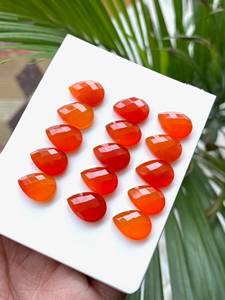 Piedra Preciosa de Cornalina Naranja Semipreciosa de Alta Calidad, Corte Rosa, Base Plana, Forma de Pera, para Fabricación de Joyas, Venta al Por Mayor OEM - Product Image 3