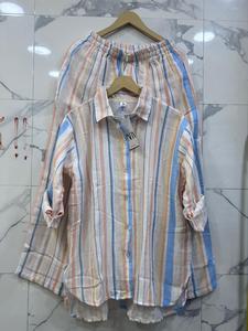 ชุดนอนสตรีขนาดพลัสไซส์ผ้าคอตตอนสวมใส่สบายชุดใส่อยู่บ้านเอวยางยืดสำหรับฤดูใบไม้ผลิ - Product Image 5