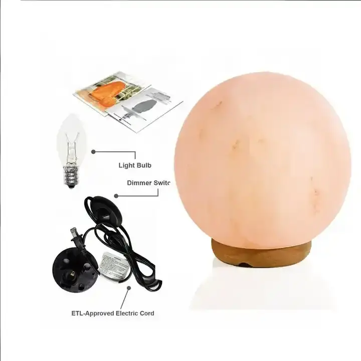 2023! Wholesale Hot Sale Party Ball Shaped Natural Himalayan Salt Lamp With Wooden Base Pink Salt Wholesale From Pakistan