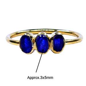 Bague en argent sterling 925 avec saphir bleu de style classique et plaqué or - Product Image 4