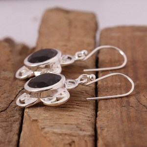 Premium Quality Smoky Quartz Gemstone Round Faceted Vintage Baho Solid 925 Sterling Silver Plated Dangle Drop Womens <b>Earring</b> - Product Image 3