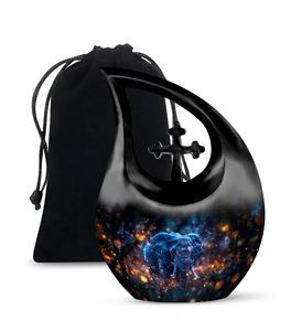 Urne moderne en métal éléphant pour femmes Mini urne de crémation de taille personnalisée pour cendres mâles adultes pour restes humains - Product Image 1