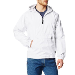 Veste coupe-vent à capuche vintage pour homme en nylon personnalisé de couleur blanche, imperméable et coupe-vent - Product Image 3