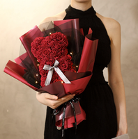 Rose artificielle LED 25/40Cm Pe Foam Bear Flower Rose Teddy Bear avec boîte cadeau pour la fête des mères et la Saint-Valentin Cadeau 2025 Rose Bear