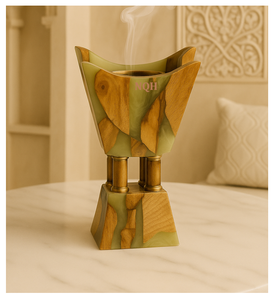 Brûleur à Bakhoor en bois d'acacia et résine époxy 2025, couleur et logo personnalisables, parfum d'ambiance arabe Oud, diffuseur d'aromathérapie - Product Image 2