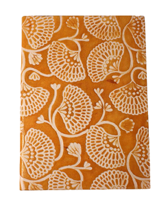 Journal promotionnel en cuir marron avec couverture rigide en papier de coton recyclé fait à la main et cahier à motifs floraux en relief - Product Image 1