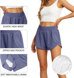 กางเกงขาสั้นเอวสูงสำหรับผู้หญิงใส่ในฤดูร้อนกางเกงวิ่งแห้งเร็วระบายอากาศได้ดีสำหรับใส่ออกกำลังกายในยิม - Product Image 3