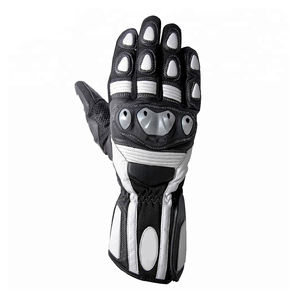 Nouveau Style extérieur doigt complet moto course gants en cuir en cuir véritable Vintage moto doigt complet gants - Product Image 5