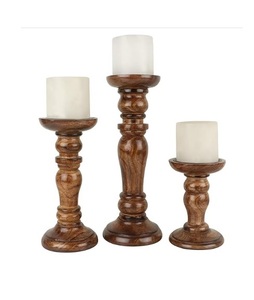 Portavelas de madera elegante hecho a mano de gran venta para el hogar, mesa de comedor decorativa de una sola pieza, portavelas de madera elegante al por mayor - Product Image 2