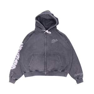 Balaclava <b>Zip</b> <b>Hoodie</b> Washed Splicing Design <b>Black</b> Gray Ninja Pullover Gothic Winter Solid Pocket Customized Embroidered 100% - Product Image 4