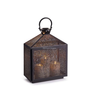 Linterna de vela de Metal con estilo, linterna de vela de malla negra para jardín y hogar, linternas colgantes decorativas hechas a mano - Product Image 6