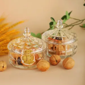 Crystal Glass Creative Fruit Cup With Lid Transparent European Wedding Food Carton Packing Glass Sugar Bowl Candy Jar Glass 6~10