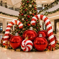 Décoration de Noël gonflable en forme de canne à sucre, boules miroir géantes pour affichage extérieur de fêtes, centres commerciaux, jardins et événements