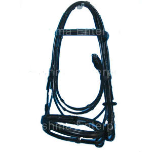 บังเหียนม้ากระโดดหนังม้าแท้พร้อมสายรัดสีน้ำตาลยกกายวิภาคอินเดีย - Product Image 4