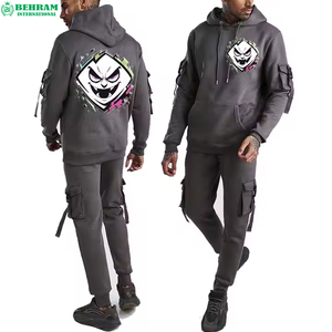 Survêtement de sport d'hiver unisexe de haute qualité, personnalisé, épais, pour la course et les loisirs, à manches longues, avec broderie effet vieilli et effet superposé - Product Image 3