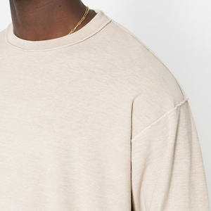 Nuevas camisetas de algodón pesadas de Color sólido con hombros caídos hechas a medida, Camiseta básica de manga larga con logotipo personalizado impreso para hombre - Product Image 6