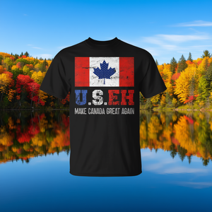 Camiseta Unisex con Cuello Redondo y Manga Corta con Estampado Serigrafiado de 'Haz que Canadá vuelva a ser grande' de Canadá U.S.Eh, Ropa Promocional - Product Image 3