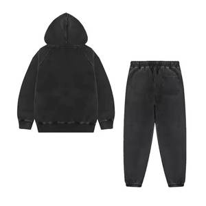 High Quality Men's Acid Wash Tracksuit Customized Logo Wholesale Casual <b>Short</b> <b>Sleeves</b> Fleece Winter Warm Wear Hot Sale Men Women - Product Image 2