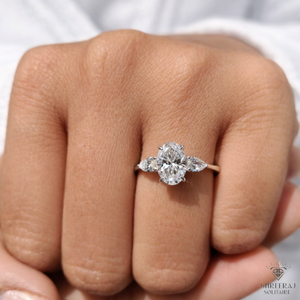 Bague en diamant 14 carats pour femme, forme ovale, trois pierres, 10k 14k 18k, bagues de fiançailles, diamant cultivé en laboratoire certifié IGI, bague unisexe - Product Image 3