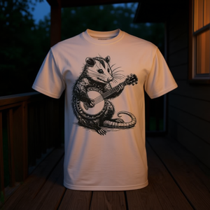 เสื้อยืดลายแมวขยะเล่นกีตาร์บันโจ ของพรีเมียมสำหรับโปรโมชั่น - Product Image 3