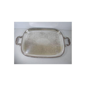 Prix de gros Plateau de service en argent Plat de service au design moderne pour restaurant Fait à la main en vrac - Product Image 4