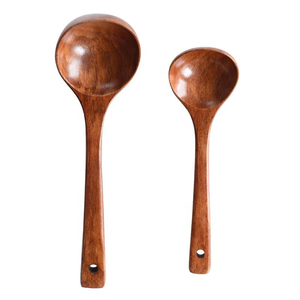 Wooden Cooking <b>Spoons</b> Natural Teak Wood Gold Plated Eco-Friendly Classic Design Non-Stick Utensils - Product Image 3