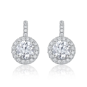 Pendientes de Moissanita Redondos de 1 Quilate con Brillo y Destellos, Diseño de Lujo - Product Image 1