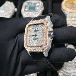 Reloj Mecánico de Lujo para Hombre, de Acero Inoxidable, Cuadrado, con Correa de Cuero, Diamantes de Moissanita, Estilo Vintage, Analógico - Product Image 2