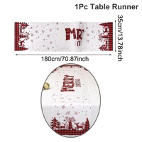 Nappe de Noël rouge et noire à motif écossais buffle, cerf et sapin de Noël, aspect lin polyester, chemin de table de fête, décoration de Noël