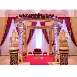 ชุดตกแต่งงานแต่งลายแมนดาปอินเดียแบบกลมสีทองสำหรับงานแต่งงานสไตล์ลอนดอนการแต่งงานในร่มราชสถานสถานการแต่งงานภาษาอังกฤษ - Product Image 1