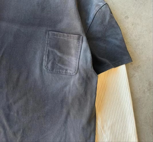 Men's Waffle Sleeve T-<b>shirt</b> Custom Vintage <b>Patchwork</b> Sleeve <b>Shirt</b> French Terry Cotton Oversized T-<b>shirt</b> - Product Image 2