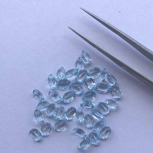 พลอยบุษราคัมเจียระไนทรงรีขนาด5มม. 6มม. 7มม. พลอยสีฟ้าท้องฟ้าธรรมชาติ - Product Image 1