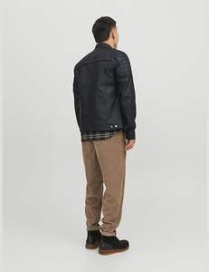 Veste en cuir pour homme, mode hiver, style motard, avec poches zippées, veste en cuir tendance pour homme - Product Image 4