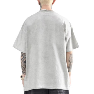 OEM 100% algodón de gran tamaño de los hombres lavado con ácido Vintage camisetas de peso pesado con impresión DTG logotipo personalizado patrón sólido tejido de punto - Product Image 5