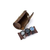 Galgi's-Boîtier de montre exclusif en cuir véritable noir de première classe en cuir véritable