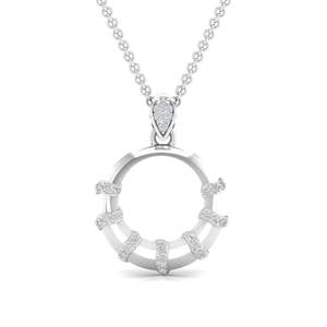 Delicado colgante circular apilable con diamante de laboratorio redondo de 0.16 ct, color E-F, VVS-VS, diamante cultivado en laboratorio en oro de 14K, para uso diario, ideal para regalo. - Product Image 1