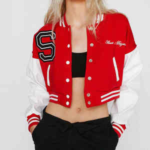 Blouson Bomber Universitaire Vintage Personnalisé OEM pour Femme, Style Letterman Brodé, en Coton Imperméable pour l'Hiver - Product Image 1