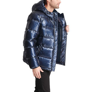 Chaqueta acolchada brillante de moda para hombre, ligera, elegante, impermeable, con cuello levantado, cierre de cremallera, cálido, invierno, informal, clima frío - Product Image 4