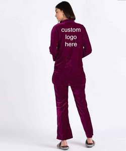 Survêtement en velours pour femmes violet foncé velours velours survêtements deux pièces ensemble hiver femmes entraînement unisexe 2 pièces pantalon survêtement ensemble - Product Image 4
